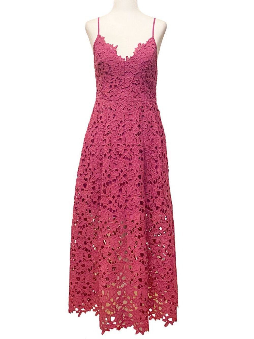 ASTR The Label Magenta Pink Floral Lace Midi Dress M Feminine Cocktail Wedding